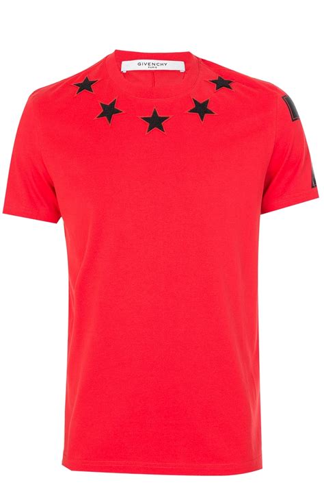 givenchy t shirt stars red|Givenchy shirt size chart.